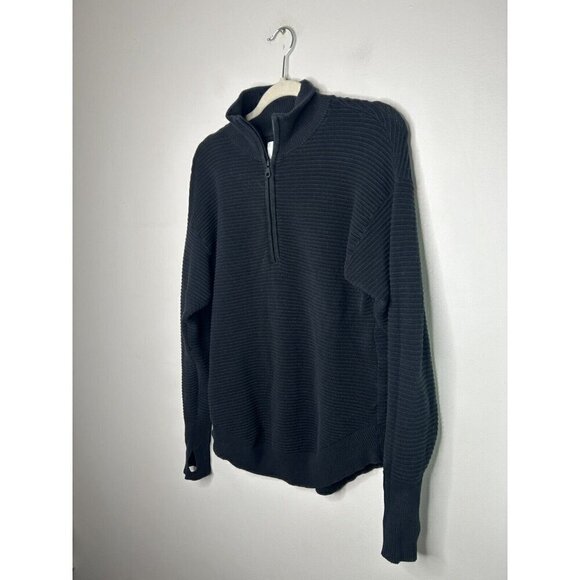 Offline By Aerie Textured Black Quarter Zip Long Sleeve Sweater Size XXS - Picture 2 of 9